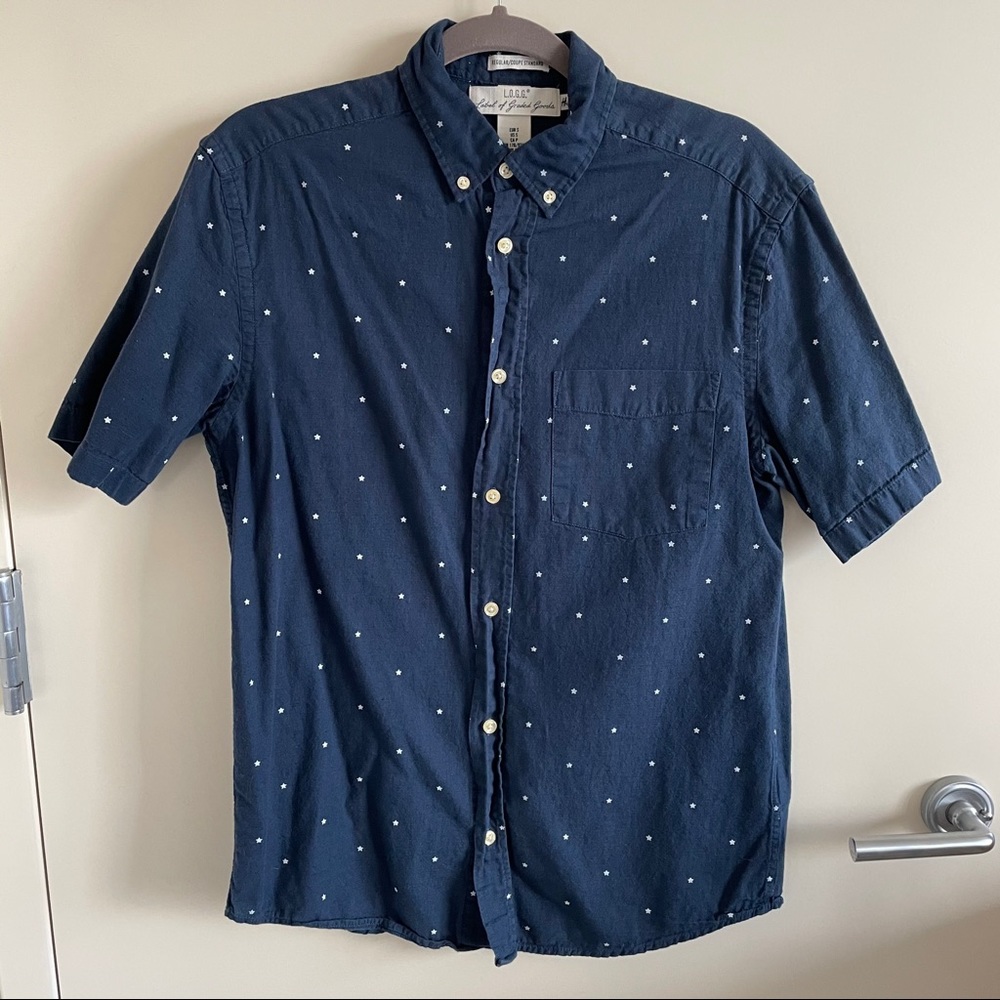 L.O.G.G. Button-down short sleeve shirt with stars